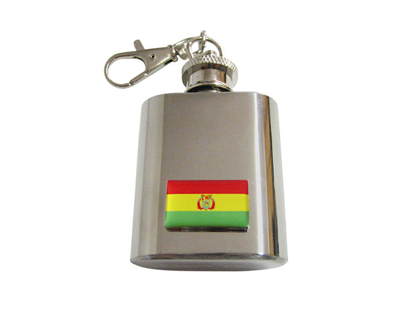 Bolivia Flag Pendant 1 Oz. Stainless Steel Key Chain Flask
