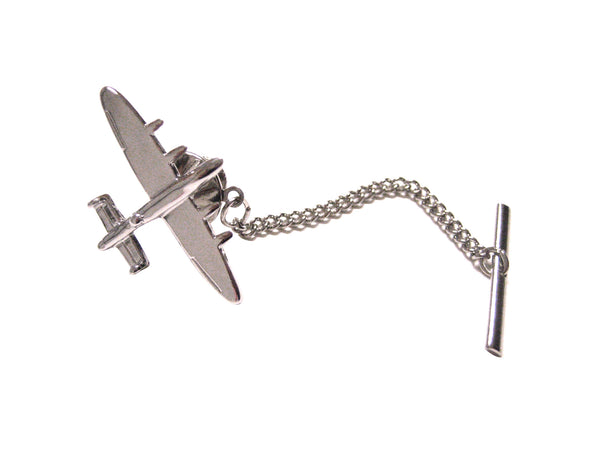 Silver Toned Bomber Plane Tie Tack