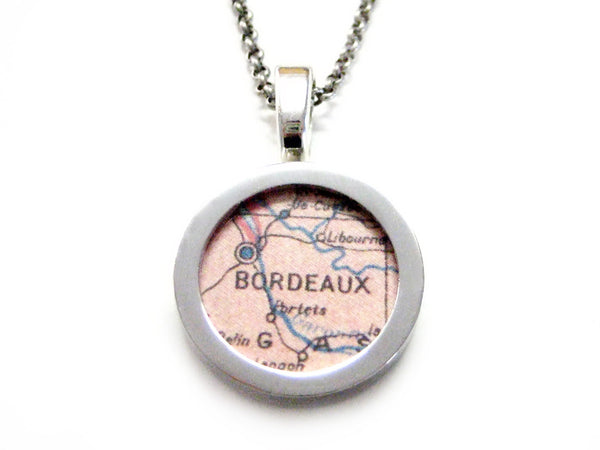 Bordeaux Map Pendant Necklace