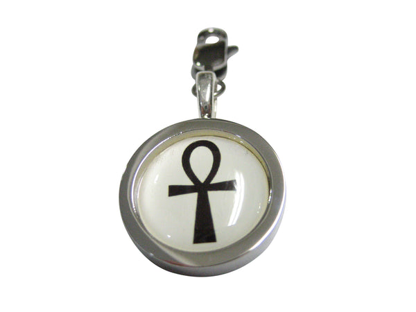 Bordered Ankh Cross Pendant Zipper Pull Charm
