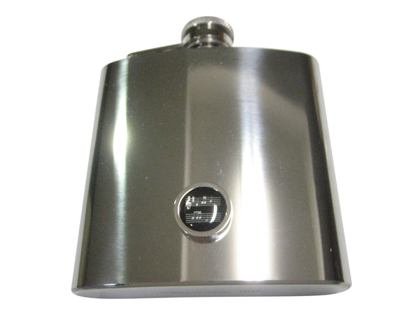 Bordered Black Toned Circular Music Sheet 6oz Flask