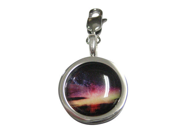 Bordered Colorful Deep Space Gas Nebula Pendant Zipper Pull Charm