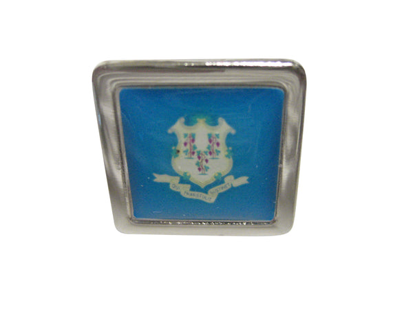 Bordered Connecticut State Flag Adjustable Size Fashion Ring