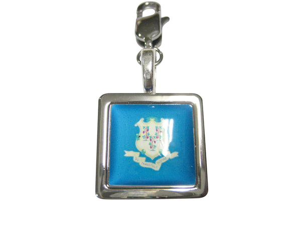 Bordered Connecticut State Flag Pendant Zipper Pull Charm