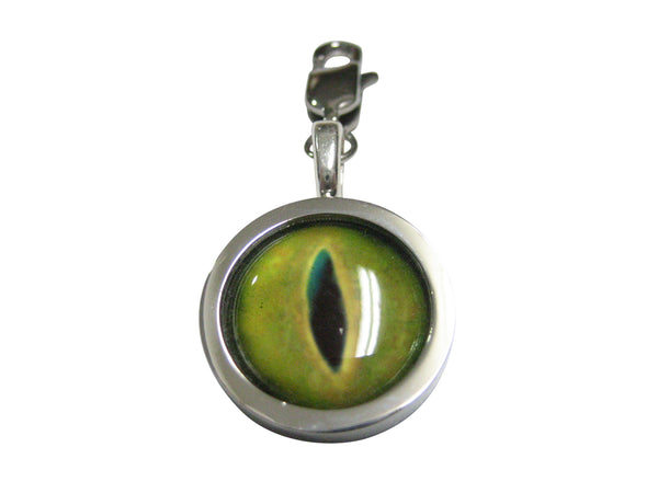 Bordered Green Reptile Eye Design Pendant Zipper Pull Charm