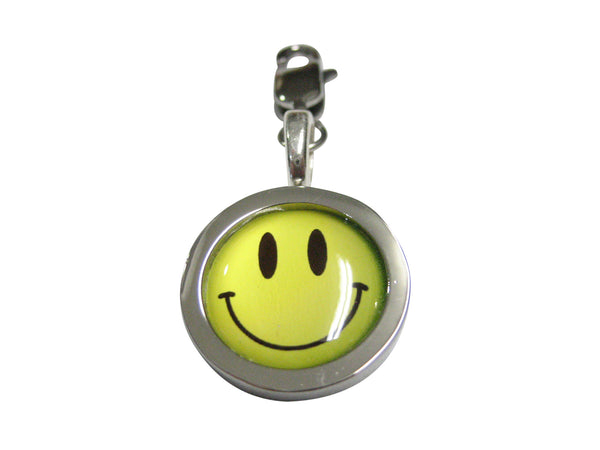 Bordered Happy Smiling Face Pendant Zipper Pull Charm