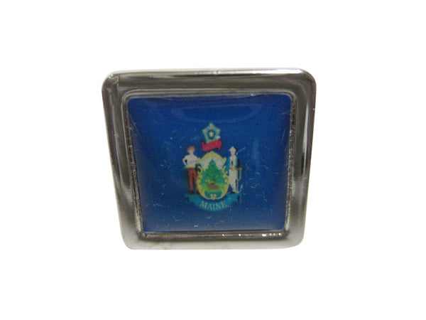 Bordered Maine State Flag Adjustable Size Fashion Ring