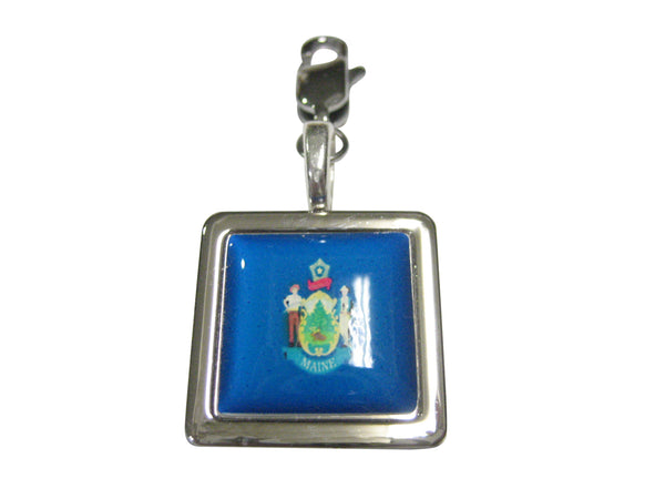 Bordered Maine State Flag Pendant Zipper Pull Charm