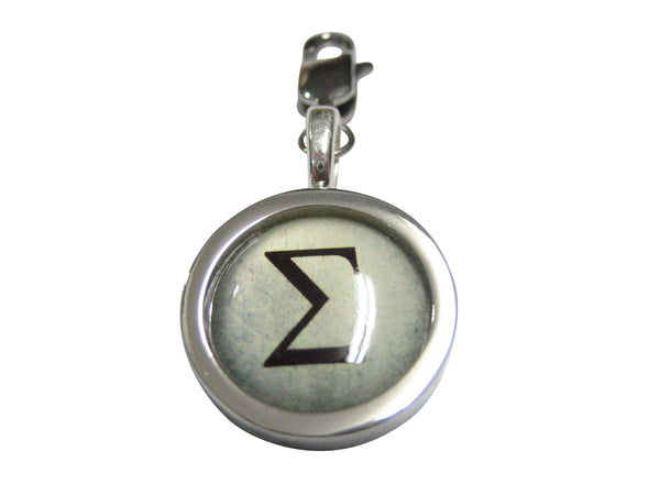 Bordered Mathematical Greek Sigma Symbol Pendant Zipper Pull Charm