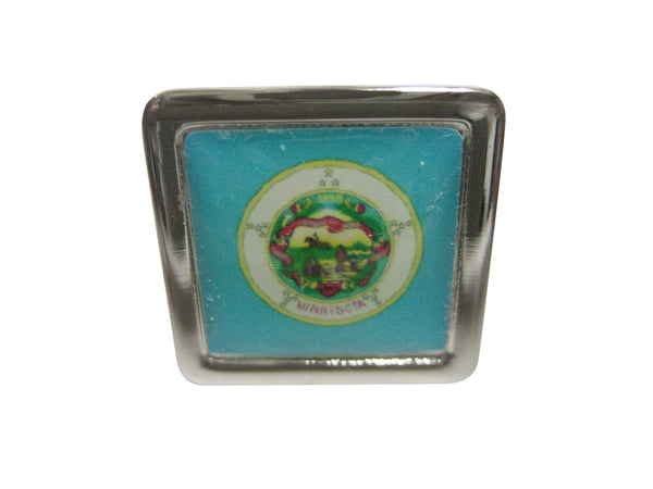 Bordered Minnesota State Flag Adjustable Size Fashion Ring