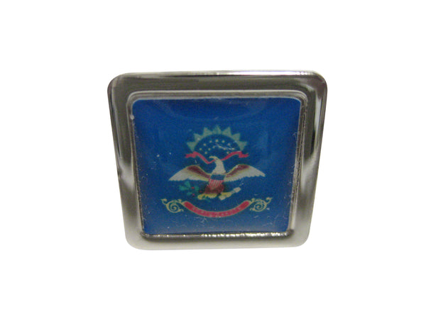 Bordered North Dakota State Flag Adjustable Size Fashion Ring