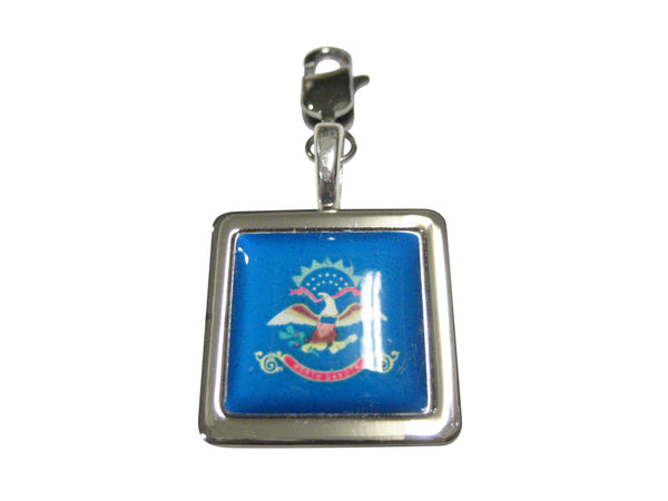 Bordered North Dakota State Flag Pendant Zipper Pull Charm