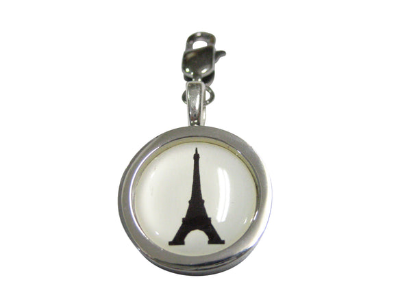 Bordered Round France Eiffel Tower Pendant Zipper Pull Charm