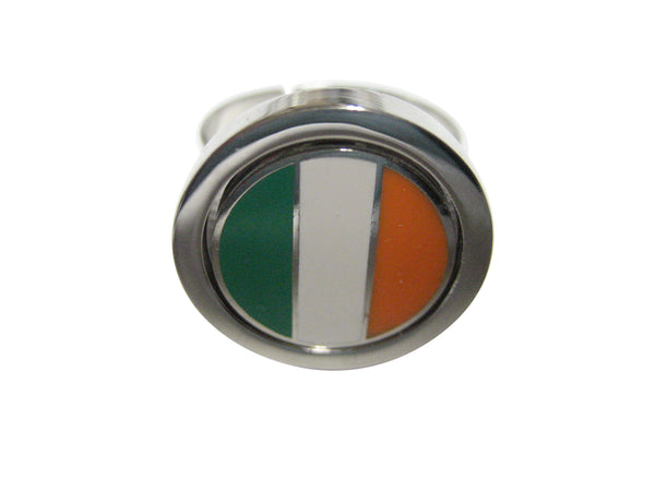 Bordered Round Ireland Flag Adjustable Size Fashion Ring