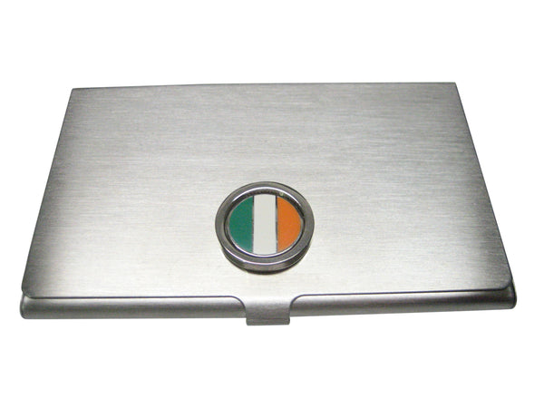 Bordered Round Ireland Flag Business Card Holder