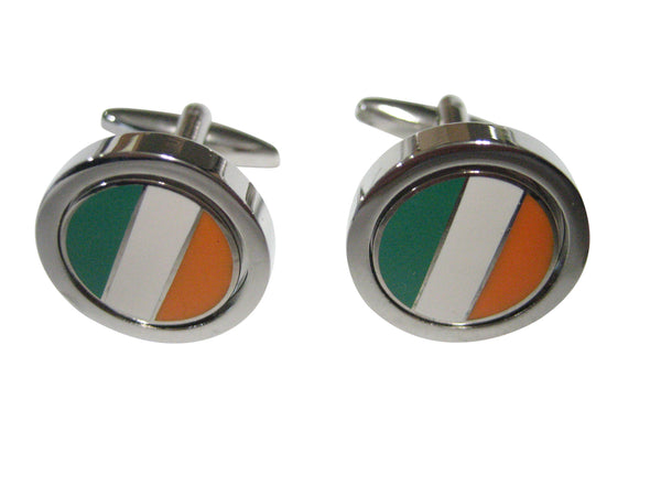 Bordered Round Ireland Flag Cufflinks