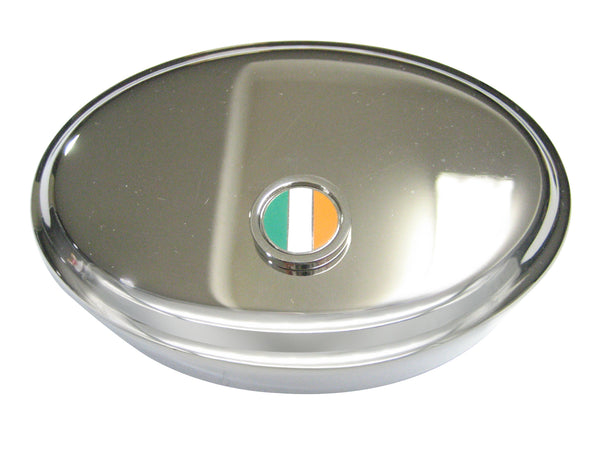 Bordered Round Ireland Flag Oval Trinket Jewelry Box