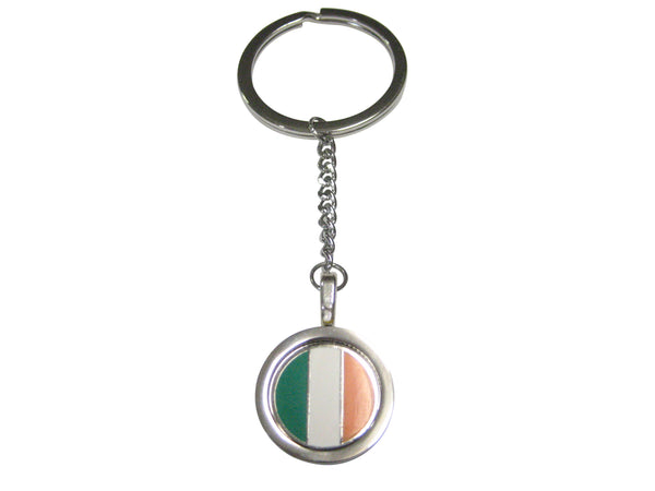 Bordered Round Ireland Flag Pendant Keychain