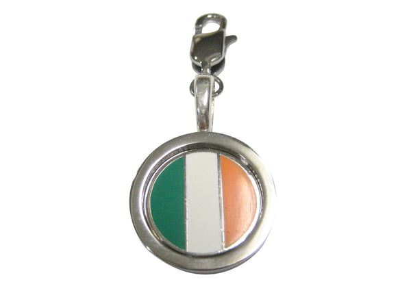 Bordered Round Ireland Flag Pendant Zipper Pull Charm