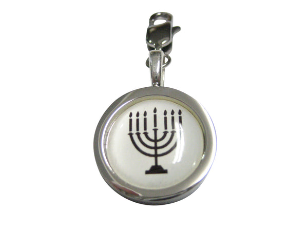 Bordered Round Menorah Pendant Zipper Pull Charm