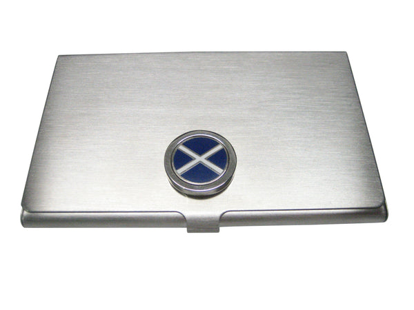 Bordered Round Scotland Flag Business Card Holder