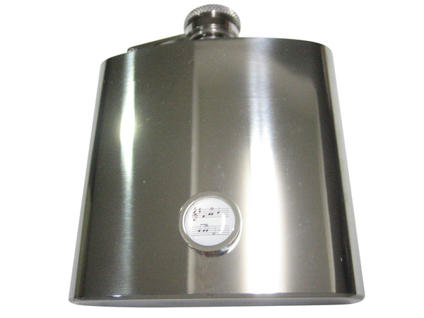 Bordered White Toned Circular Music Sheet 6oz Flask