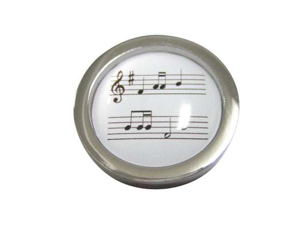 Bordered White Toned Circular Music Sheet Magnet