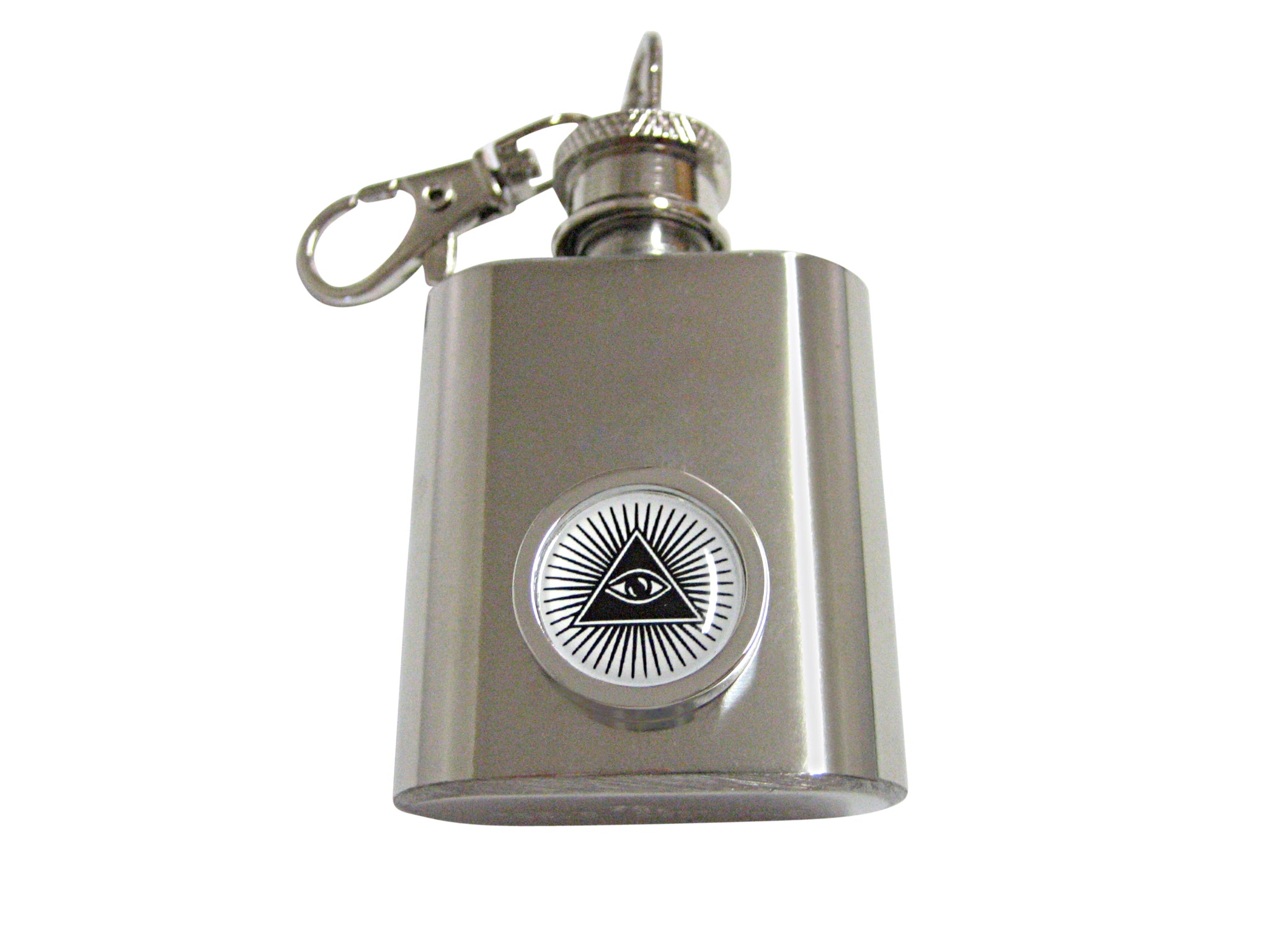 Bordered All Seeing Eye Pyramid 1oz Keychain Flask