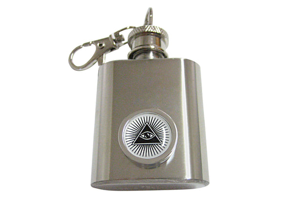 Bordered All Seeing Eye Pyramid 1 Oz. Stainless Steel Key Chain Flask