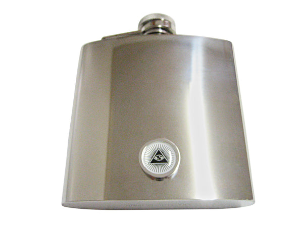 Bordered All Seeing Eye Pyramid 6 Oz. Stainless Steel Flask