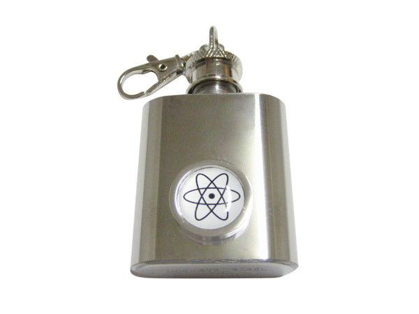Bordered Atom Pendant 1 Oz. Stainless Steel Key Chain Flask