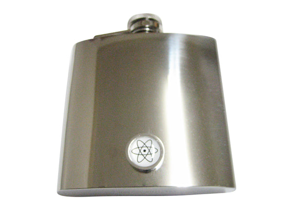Bordered Atom Pendant 6 Oz. Stainless Steel Flask