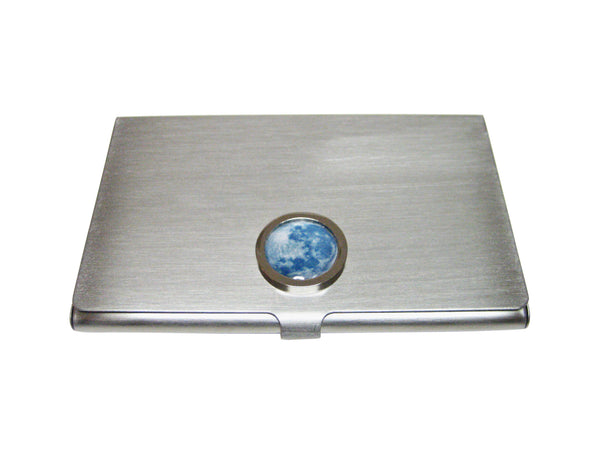 Bordered Blue Moon Business Card Holder