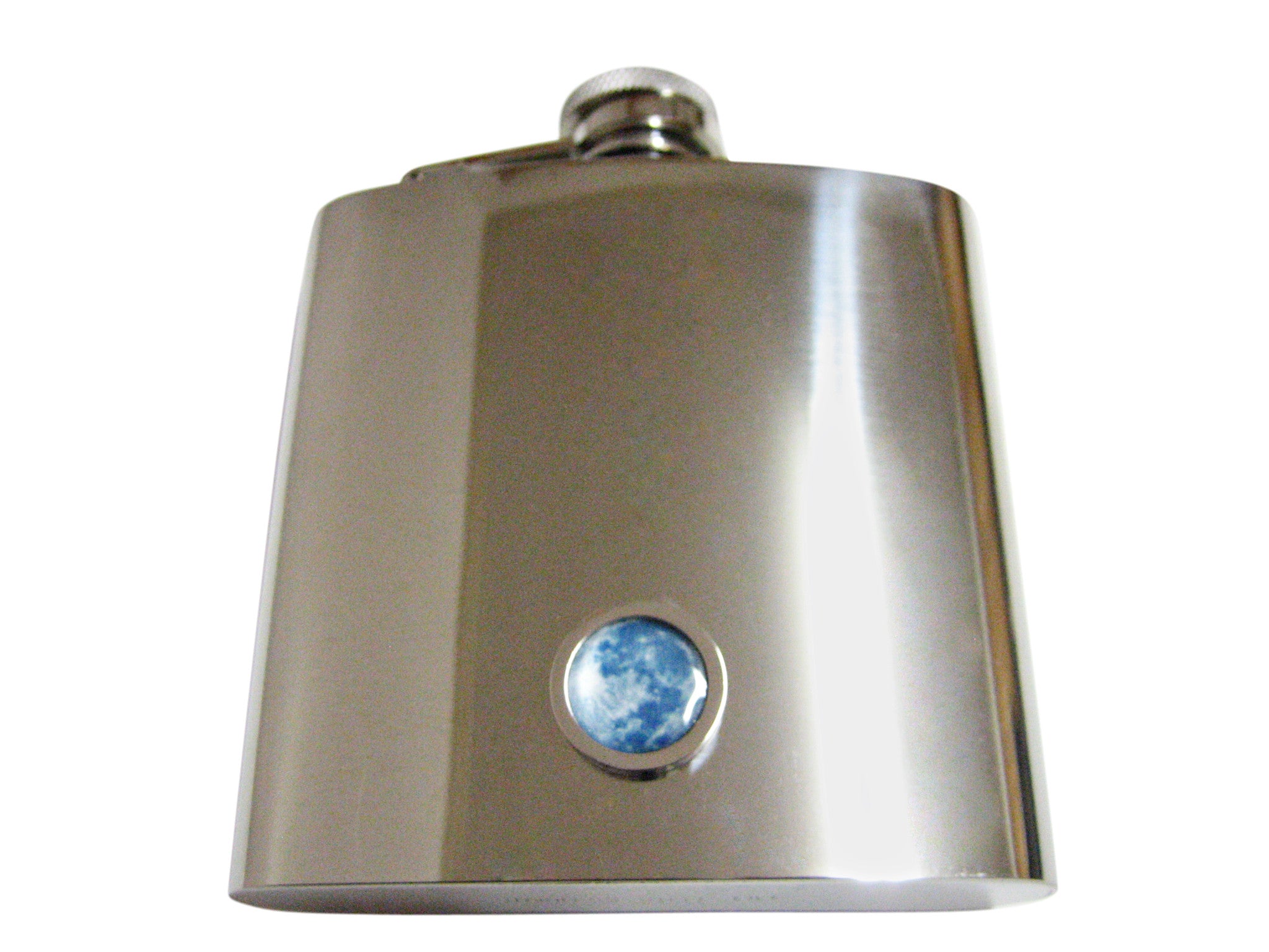 Bordered Blue Moon 6 Oz. Stainless Steel Flask