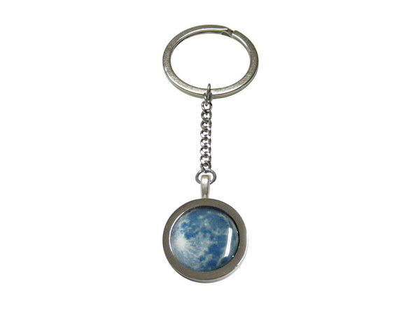 Bordered Blue Moon Pendant Keychain