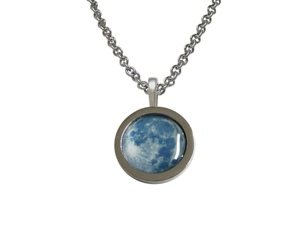 Bordered Blue Moon Pendant Necklace