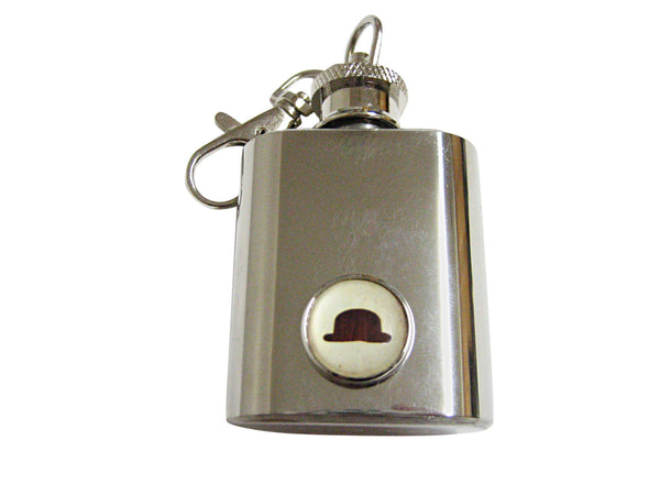 Bordered Bowler Hat 1 Oz. Stainless Steel Key Chain Flask