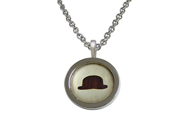 Bordered Bowler Hat Pendant Necklace