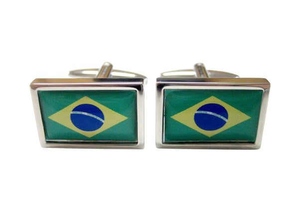 Bordered Brazil Flag Cufflinks