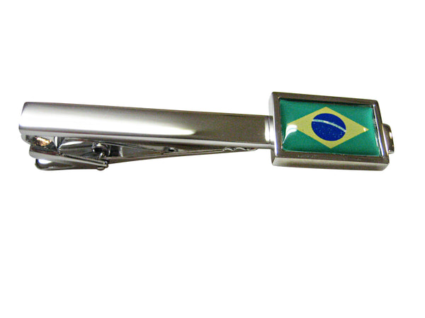 Bordered Brazil Flag Square Tie Clip