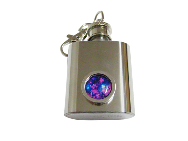 Bordered Bright Nebula Cloud 1 Oz. Stainless Steel Key Chain Flask