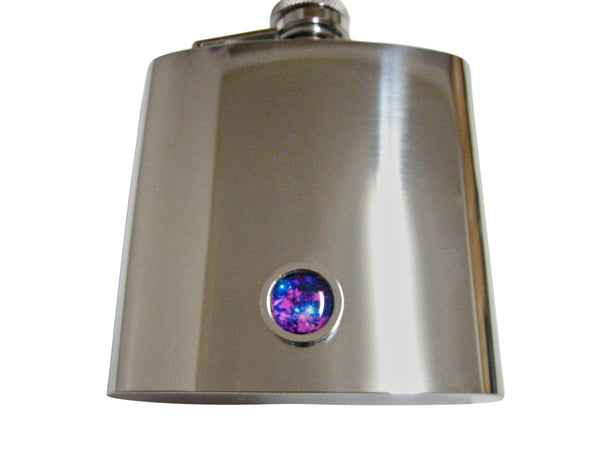 Bordered Bright Nebula Cloud 6 Oz. Stainless Steel Flask