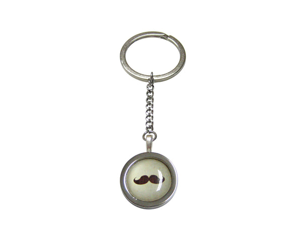 Bordered Brown Hipster Mustache Pendant Keychain