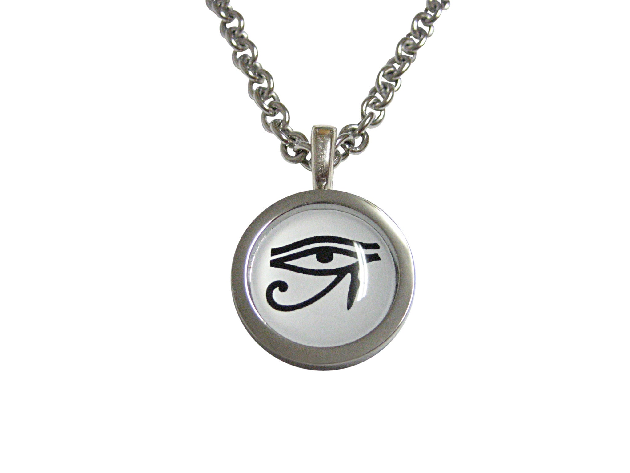 Bordered Circular Eye of Horus Pendant Necklace