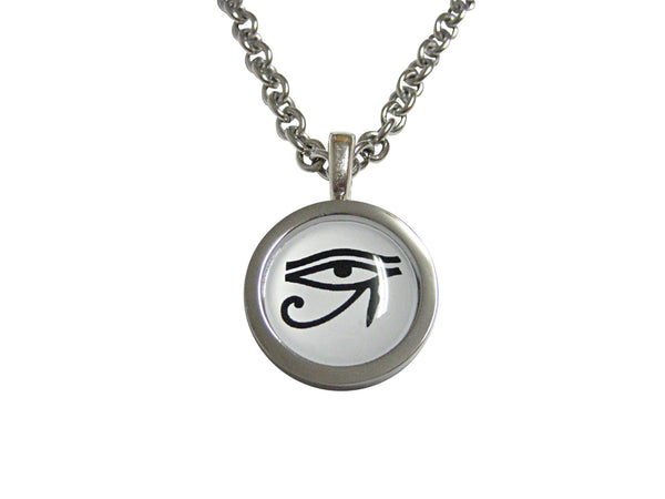 Bordered Circular Eye of Horus Pendant Necklace