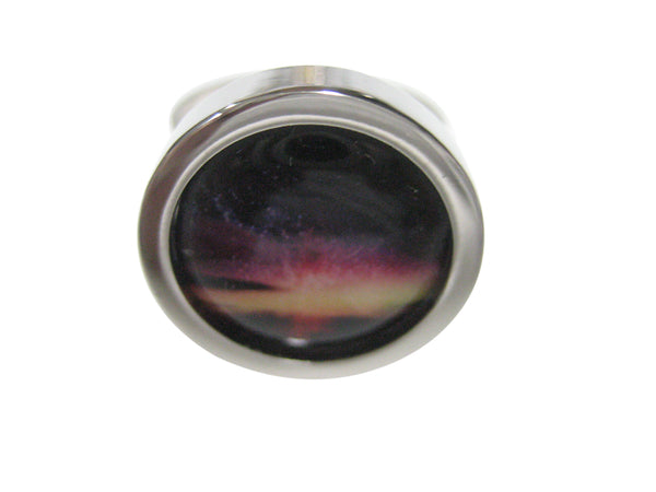 Bordered Colorful Deep Space Gas Nebula Adjustable Size Fashion Ring