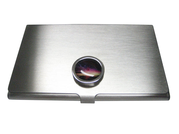 Bordered Colorful Deep Space Gas Nebula Business Card Holder