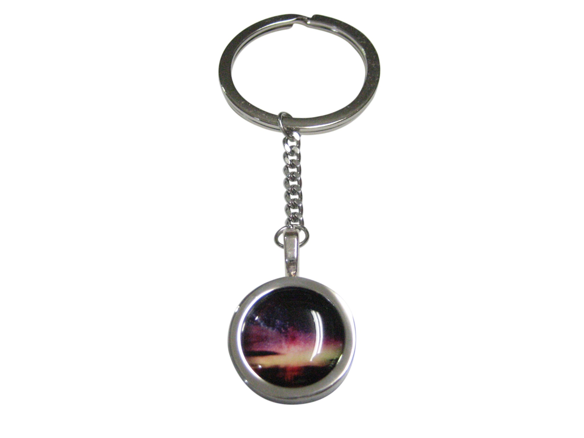 Bordered Colorful Deep Space Gas Nebula Pendant Keychain