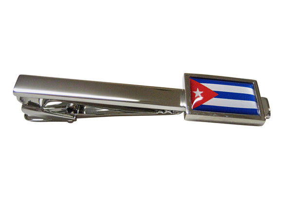 Bordered Cuba Flag Square Tie Clip