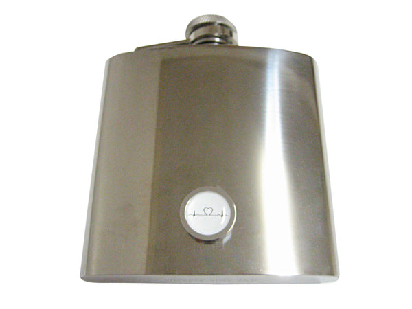 Bordered EKG with Heart 6 Oz. Stainless Steel Flask